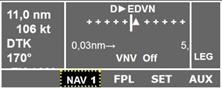 GPS zeigt NAV1-Seite mit DTO-Waypoint, CDI und TO-Course DTK